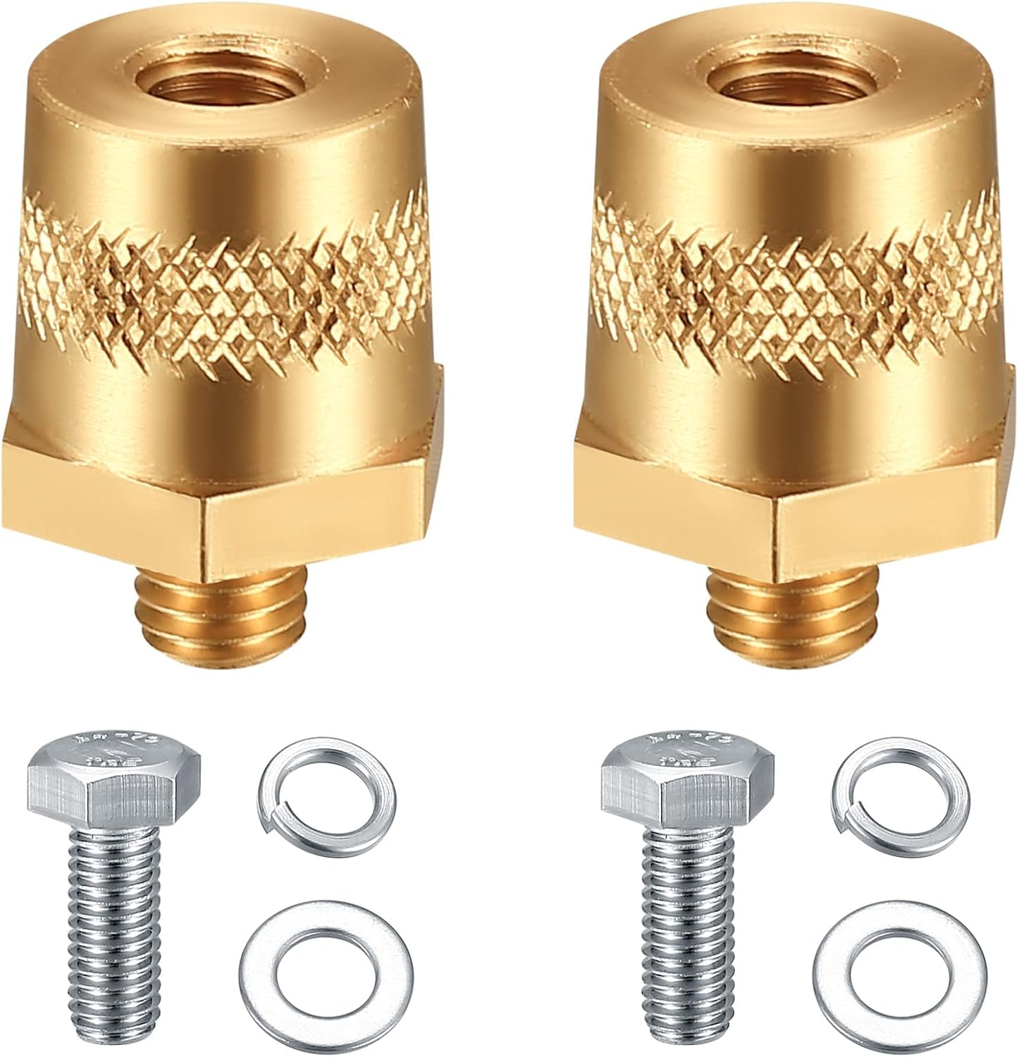 2 Packs Battery Terminal Connectors Set, Auto Battery Post Terminals Post Adapters, for M8 Top or Side Post Threaded Terminal Charging Post Extender Adaptor Conversion Nuts Screws