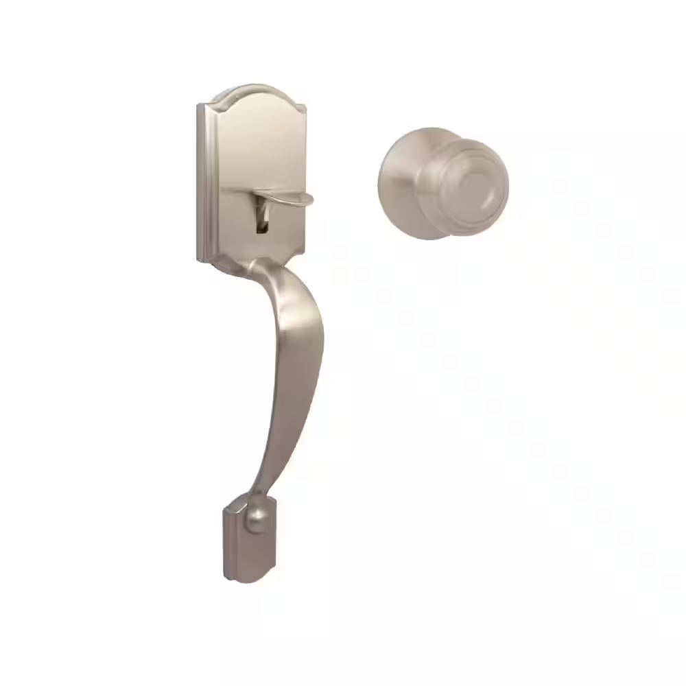 Castle Satin Nickel Entrance Door Handleset with Hartford Interior Knob