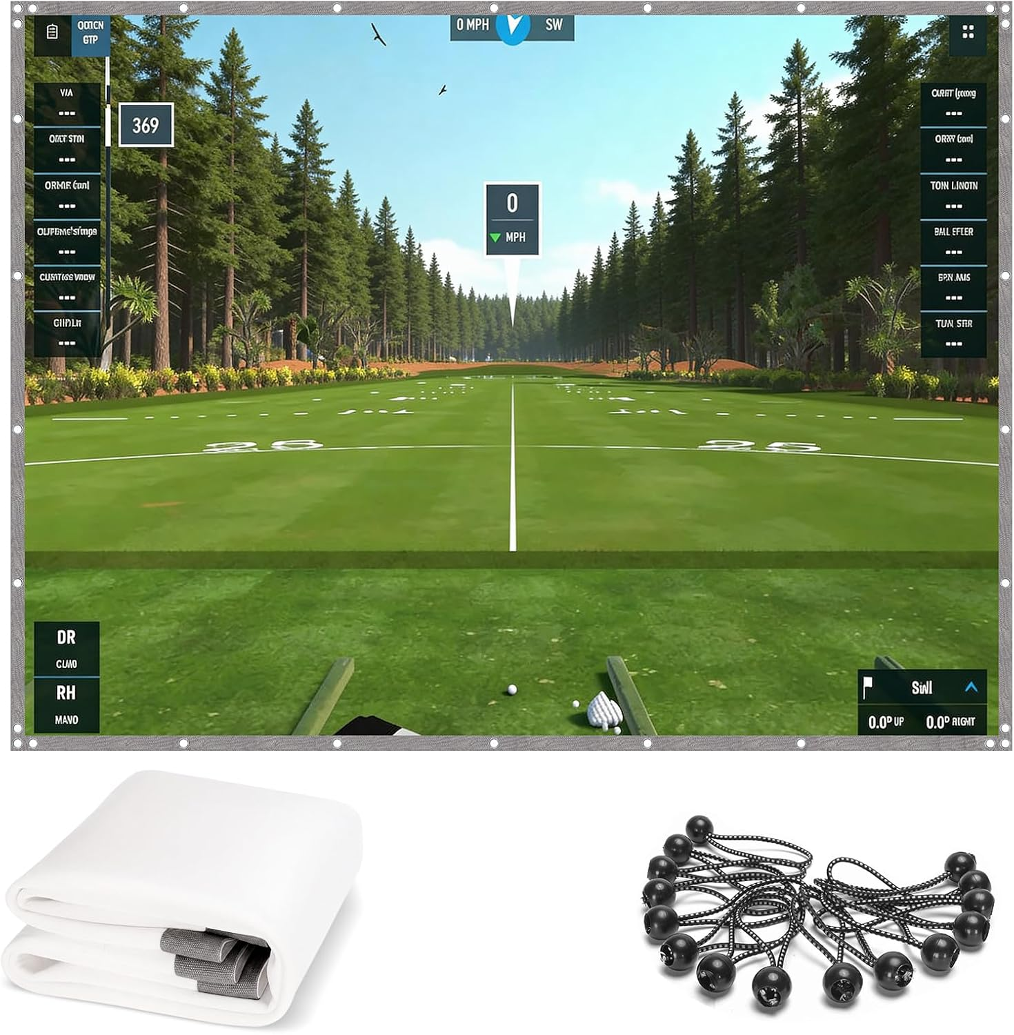 Golf Simulator Impact Screen, Triple Layer Design Launch Monitor Screen for Home & Garage Training, Easy Install Golf Projector Hitting Net for Indoor Practice