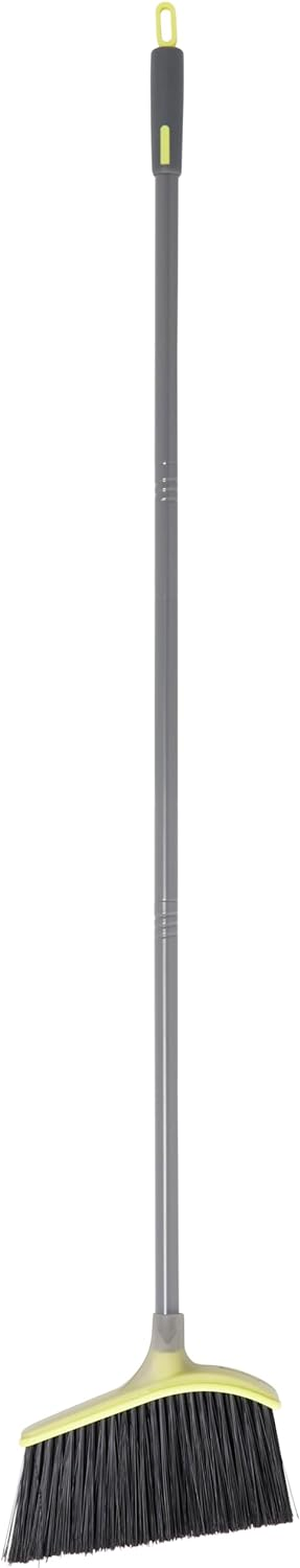 Wayclean Wide Angle Broom, Gray, Angled Head with Densely Packed Bristles, Perfect for Kitchen RV Camper and Home Cleaning