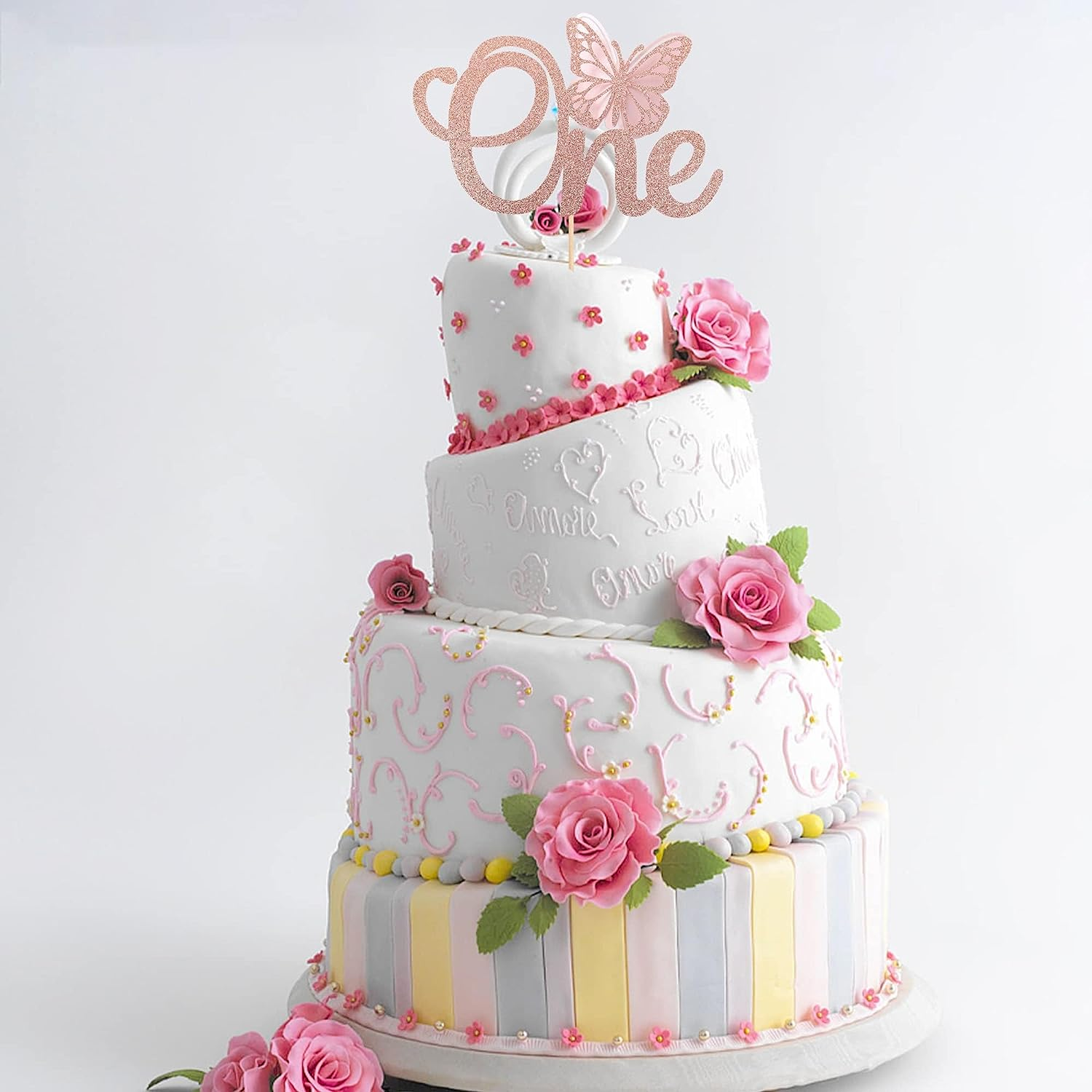 SYKYCTCY 1 Pack Butterfly One Cake Topper Glitter Butterfly 1st Birthday Cake... - Picture 5 of 13