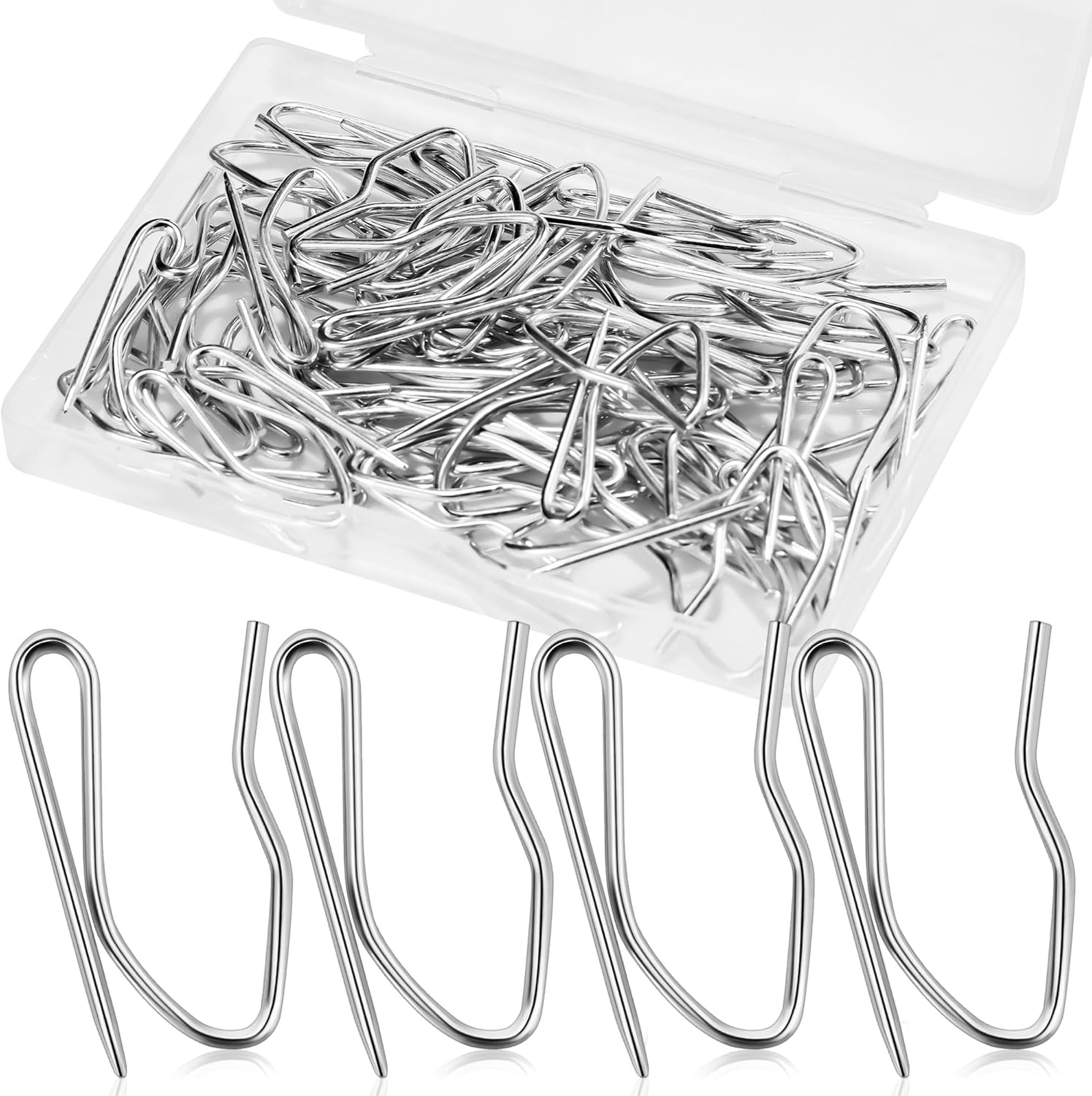 1.25IN Curtain Hooks for Drapes, 58PCS Premium Rustproof Metal Drapery Hooks Pins for Header Type Window/Door/Shower/Rv Curtains, Not for Tap-Top/Grommet Top/Red-Pocket Curtains