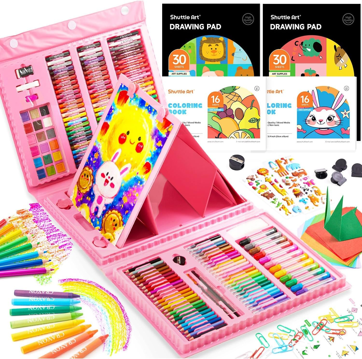 335-Piece Art Set for Kids, Ages 6-12 - Includes Colouring Books, Pencils, Pastels, Crayons, Watercolours, Markers & Drawing Set