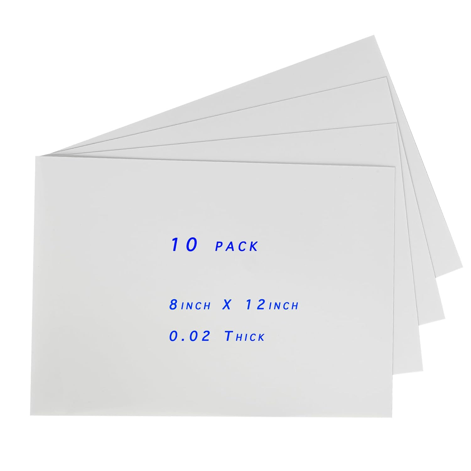 10 Pack A4 Size White Opaque Rigid PVC Sheets, 0.5mm Thick, 297mm x 210mm Pla...