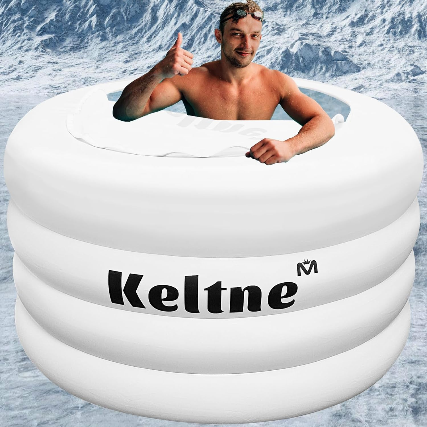 XL Portable Ice Bath Tub for Athletes with Zipper Cover, Inflatable Cold Plunge Tub for Outdoor | Heavy Duty Ice Pod for Cold Water Therapy Recovery for Adults, Ice Barrel Plunge at Home Gym,-105Gal
