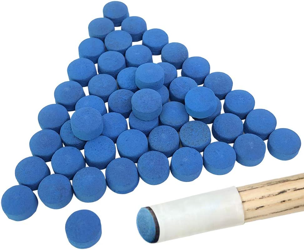 50 Pieces Pool Billiard Cue Tips, Pool Cue Tips Replacement Kit and Snooker-Blue