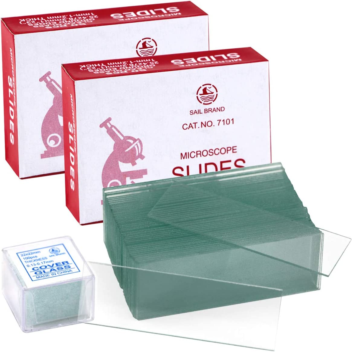 Twdrer 100PCS Clear Transparent Blank Microscope Slides and 100PCS Square Coverslips Cover Glass (22Mm X 22Mm)