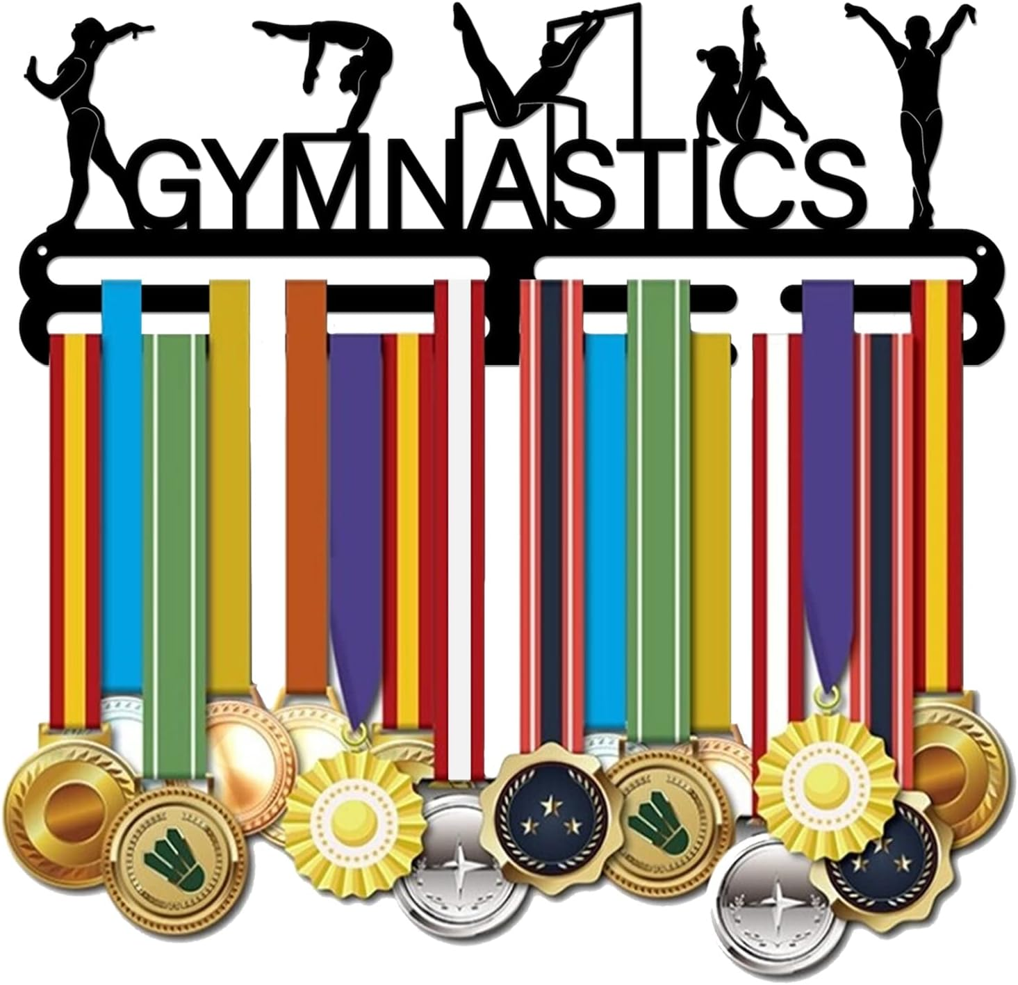 Gymnastics Medal Holder for Wall Gymnastics Medal Hanger Display Women'S Gymnastics Sports Medal Hanger Display Metal Holder Ribbon Display for Competition Medal Hanging Gifts for Athlete