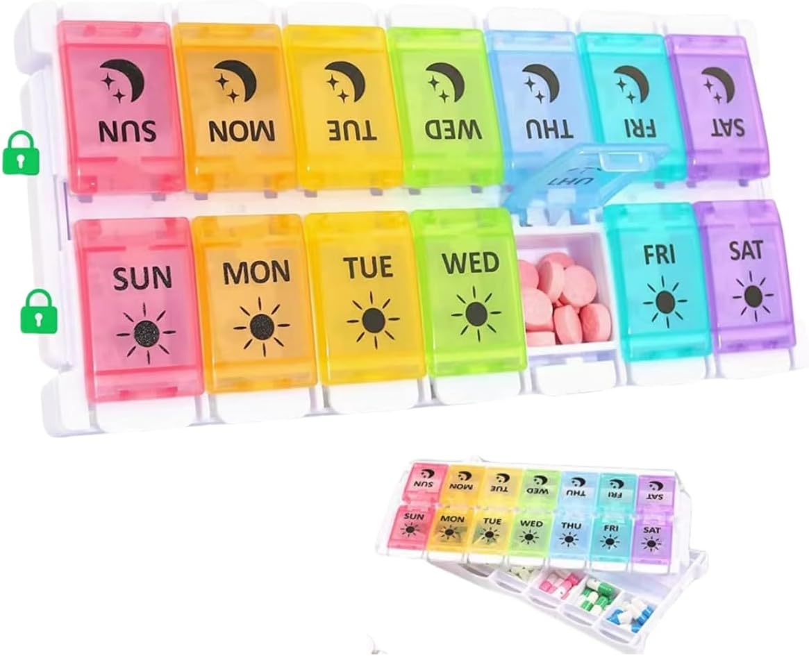 Weekly Pill Organiser, 2 Times a Day Easy to Fill 7 Days Pill Box, Pill Box w... - Picture 9 of 12