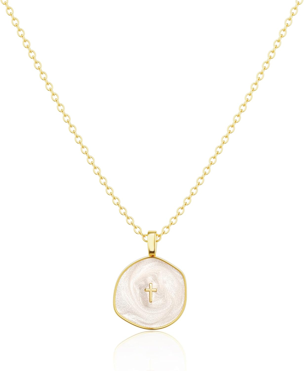 Cross Necklace for Women-Dainty Simple 14K Gold Plated Cross Pendant Cute Necklaces for Women Jewelry