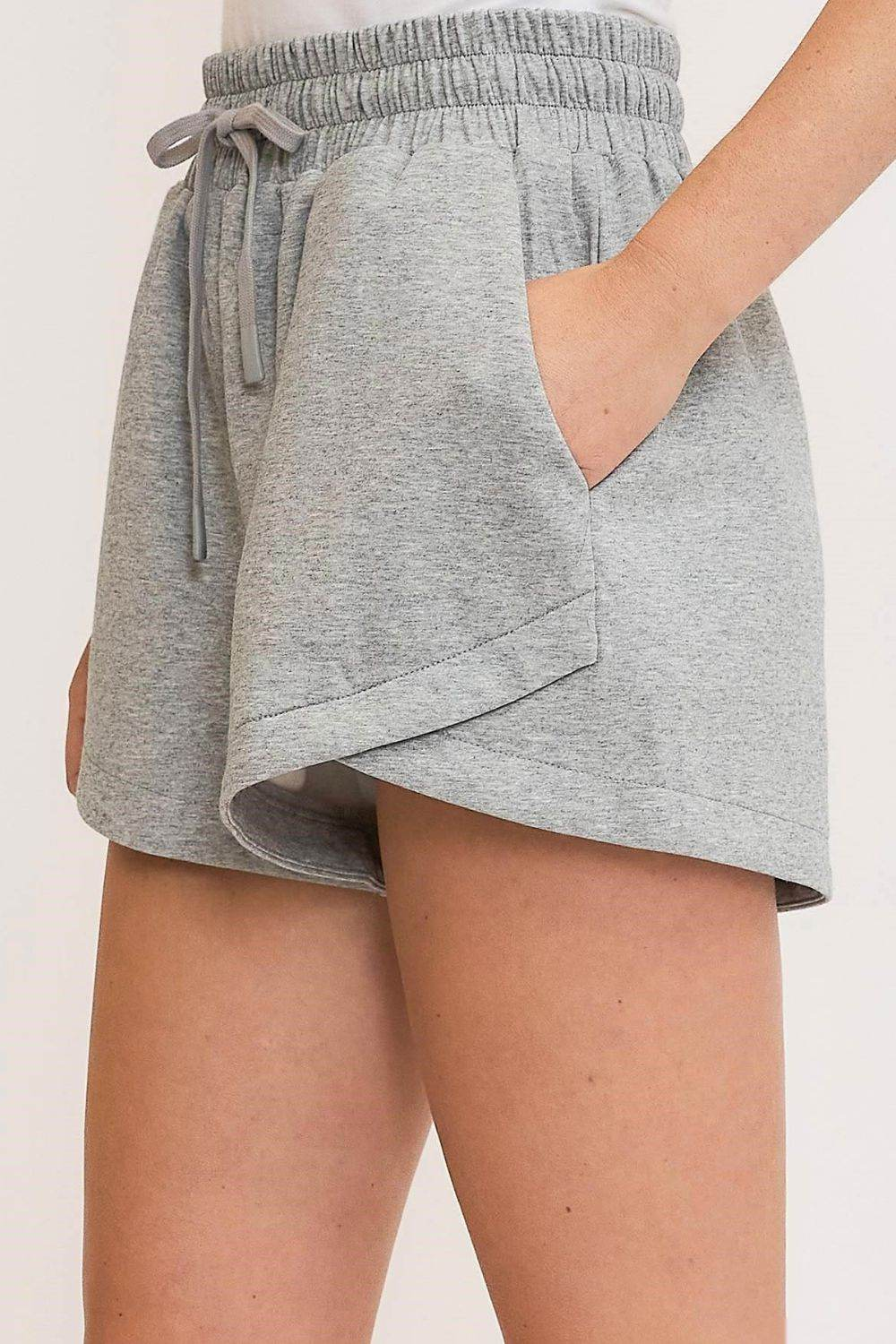 Umgee Full Size Drawstring Sweatshorts with Pockets plus Size