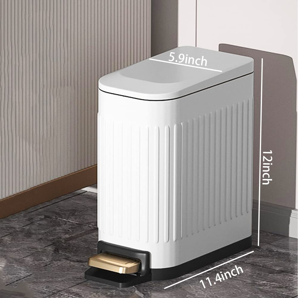 Small Bathroom Trash Can with Lid Soft Close, 6 Liter Pedal Bin, Stainless St... - Picture 3 of 14