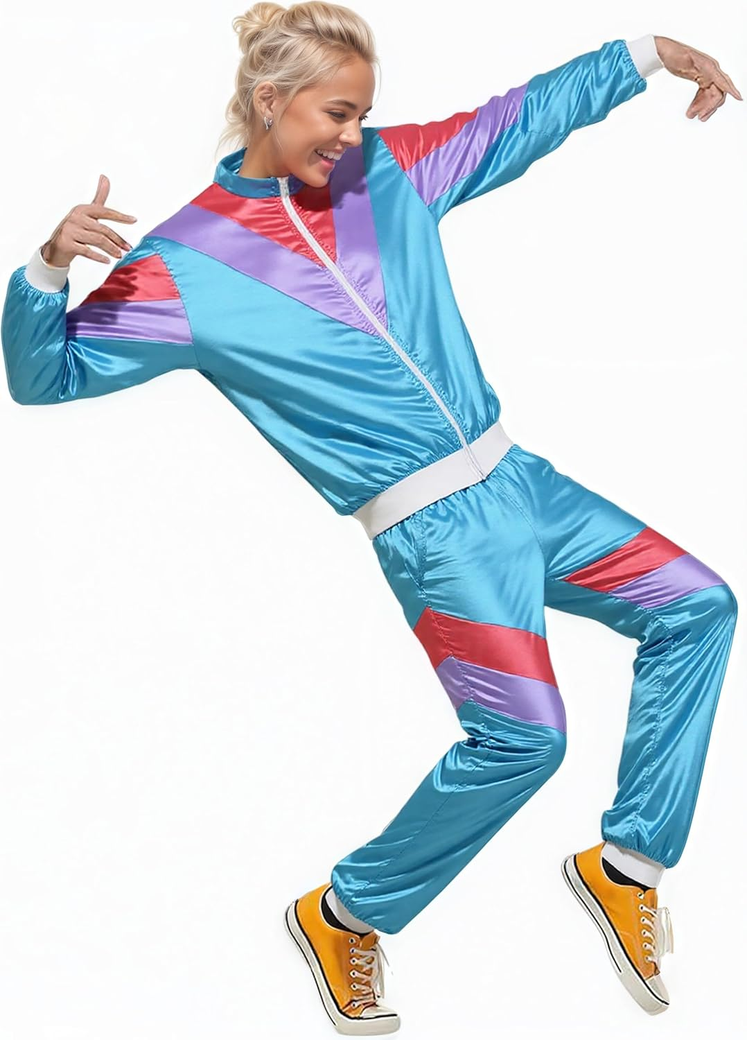 COSOUKE 70s 80s Retro Costume Men Women Shell Suit Halloween Disco Costumes f... - Picture 8 of 16
