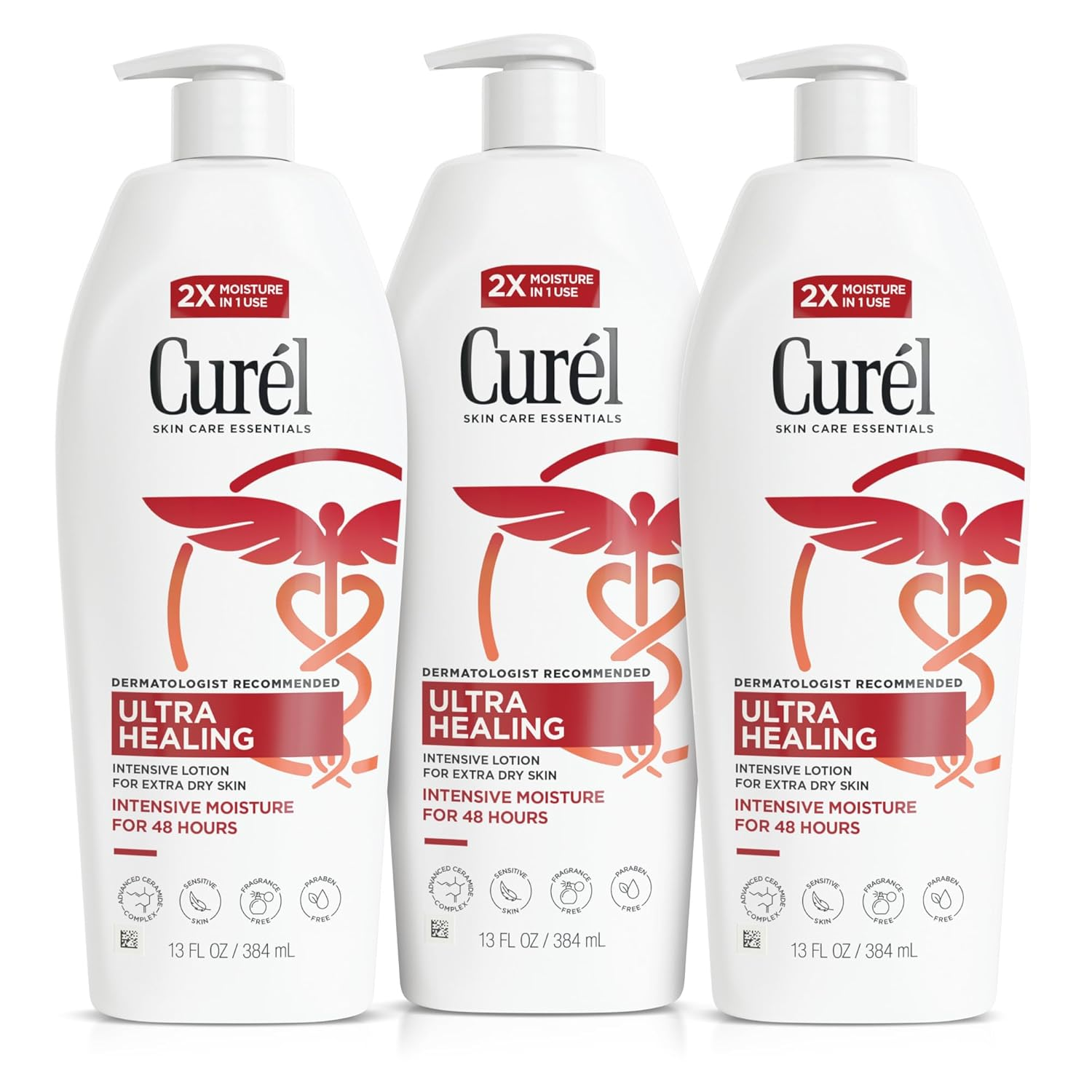 Ultra Healing Intensive Fragrance-Free Lotion for Extra-Dry Skin, Dermatologist Recommended, Ideal for Sensitive Skin, Cruelty Free, Paraben Free, 13 Oz, Pack of 3