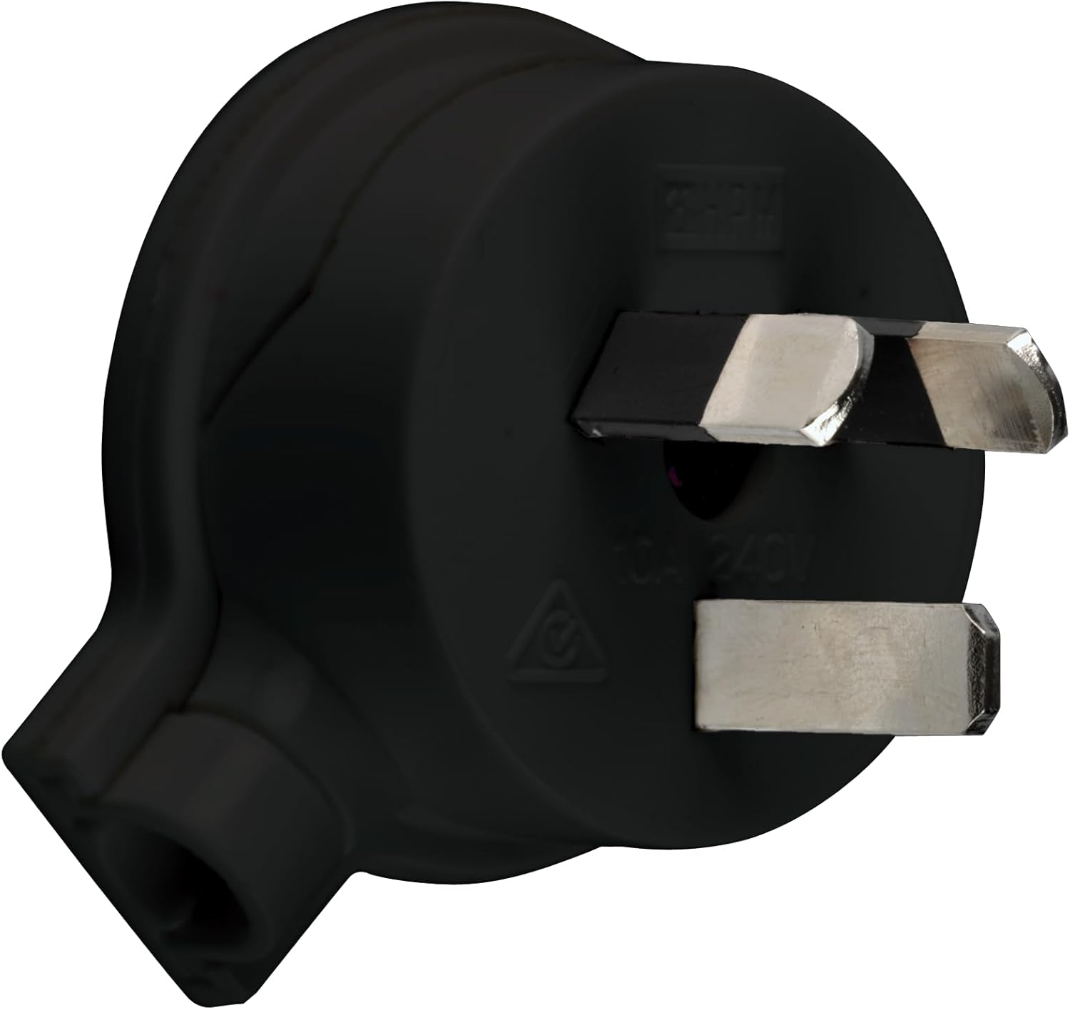 HPM Flat Top Plug 10A 3 Pin Black Slimline 45° Cord Entry Wall Hugging Design