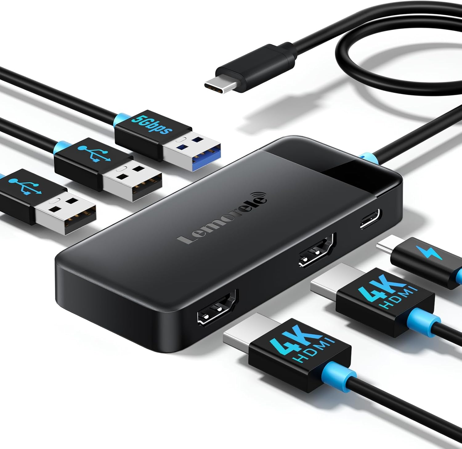 Docking Station Dual Monitor, 6 in 1 USB C Hub Multiport Adapter w/2 HDMI 4K, 5Gbps USB3.0 & 2 USB2.0, 100W PD Charging - USB C Dock for Laptop Dell/HP/MacBook/Surface - Plug and Play