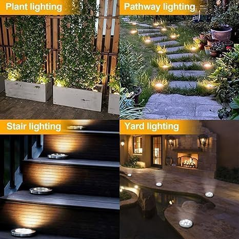 SolarX Pack of 12 Garden Lights Solar Powered, IP65 Waterproof Disk Lights, L... - Picture 7 of 13