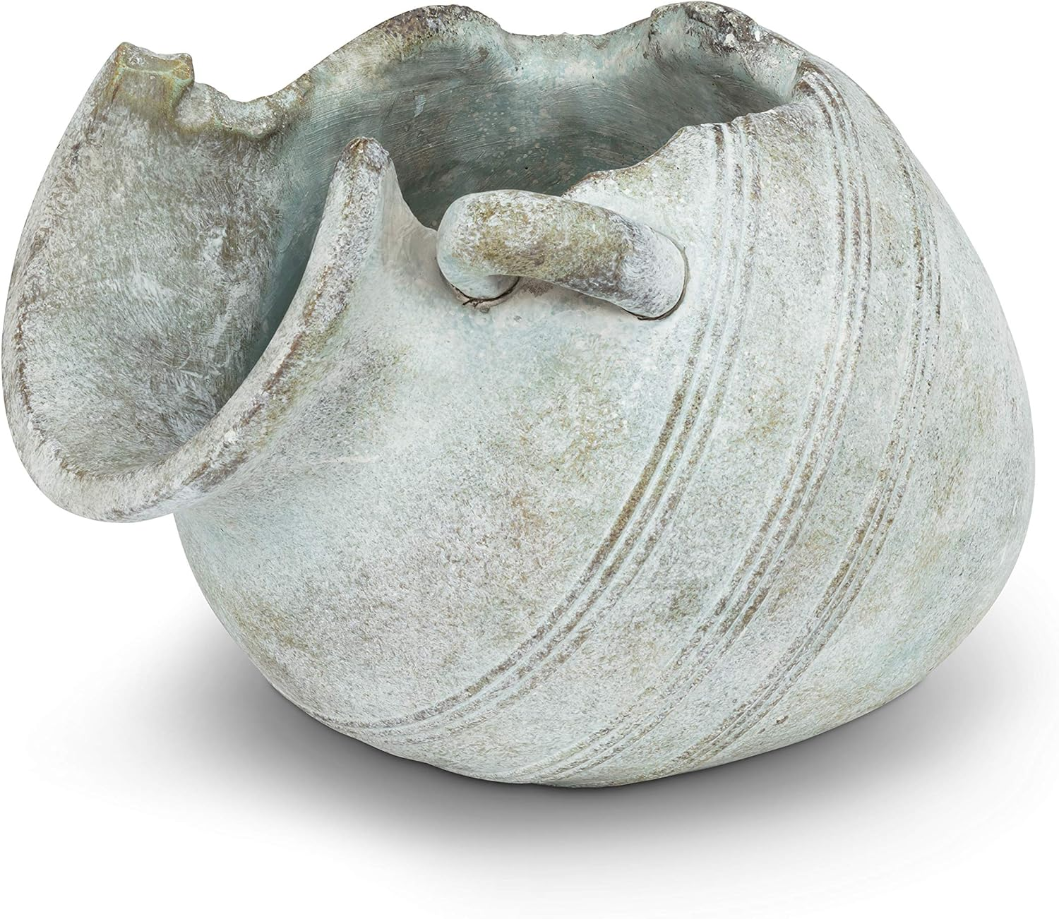 Tipped Urn Planter - Cement Indoor and Outdoor Planter Pot - Grecian Ornamental Vase for Flowers and Succulents - Grey (6