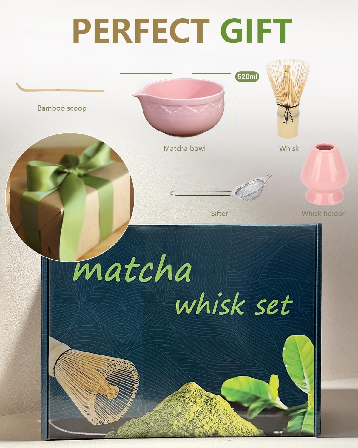 6 Pack Matcha Whisk Set, Japanese Tea Set Includes Matcha Bowl with Spout, Ba... - Picture 8 of 14
