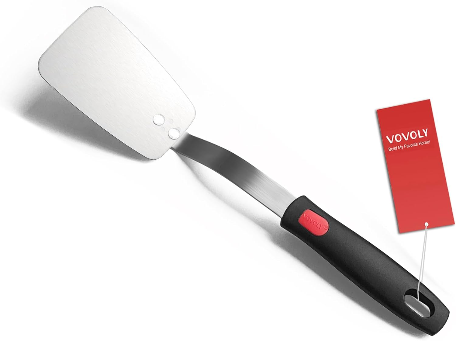 Stainless Steel Flexible Spatula Turner,  Thin Metal Spatula for Cast Iron Skillet, Thin Blade and Heat Resistant Silicone Handle, Great for Egg, Cookie, Meat, Crep, Medium