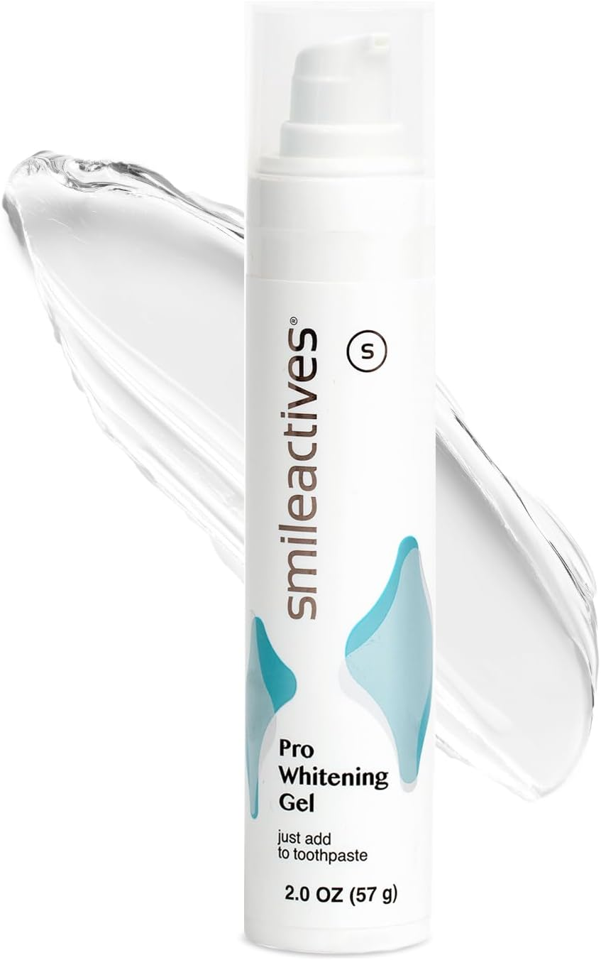 Smileactives Teeth Whitening Gel for Toothpaste with Clinical-Grade Hydrogen Peroxide, Tooth Stain Remover for White Teeth, Dentist Quality Pro Whitening Gel to Remove Coffee Stains, 2 Oz Bottle