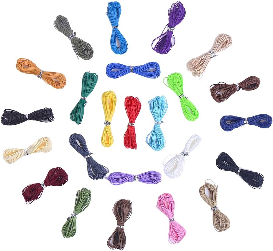 1Mm Polyester Waxed Cord String Macrame Bracelet Thread for DIY Jewelry Craft Making, 24 Colors 131 Yards…