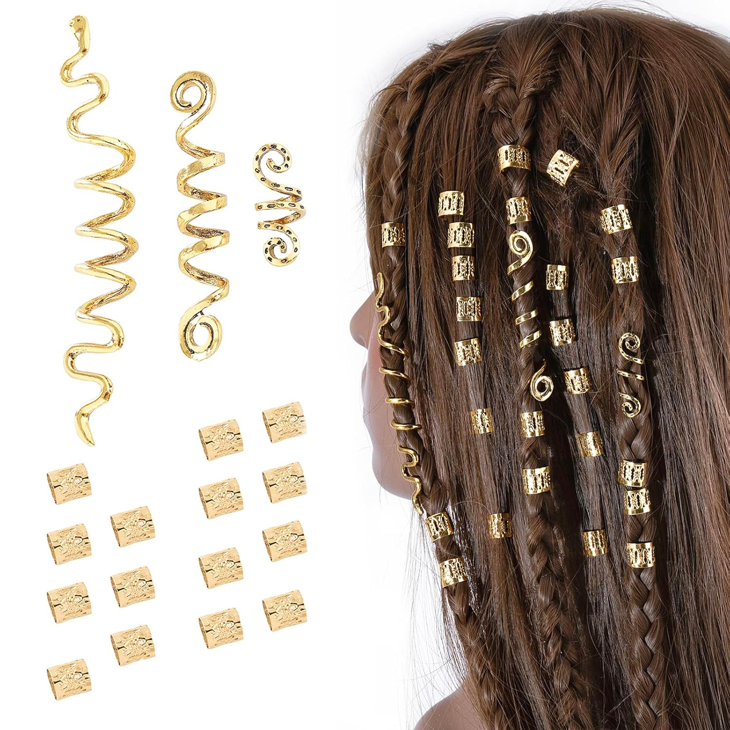18PCS Gold Loc Hair Jewelry for Braids