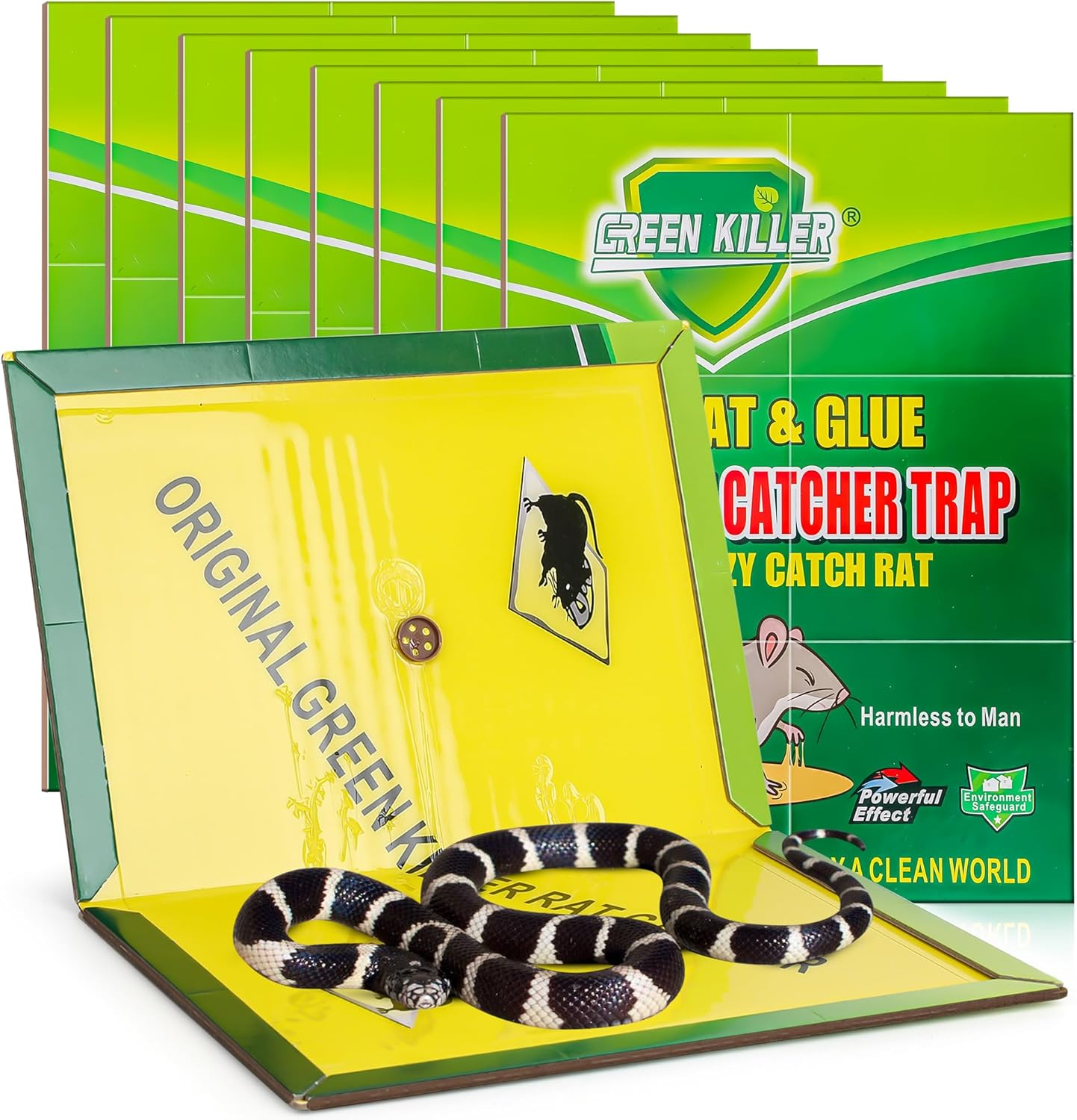 8 Pack Jumbo Sticky Snake Traps, Super Sticky Glue Trap for Snakes Mice Rats Cockroaches Spiders, Large Snake Glue Trap Control Outdoor Home Garden Yard Farm, Rat Glue Board, Easy to Set, 11.5