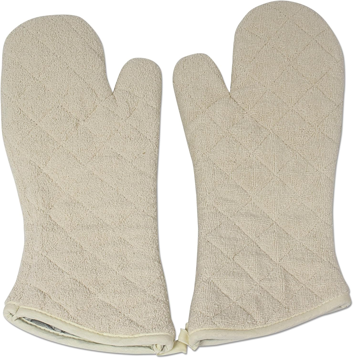 Nouvelle Legende Quilted Cotton Terry Oven Mitts for Baking, BBQ, and Cooking Protection, Heat-Resistant Gloves for Kitchen and Grill, Comfortable Grip, Machine Washable, Reusable, 17-Inch, 1 Pair
