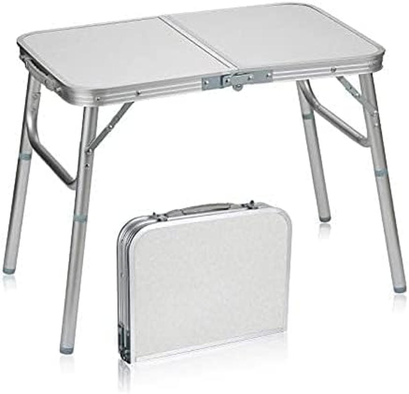 Portable Folding Table Camping Table with Adjustable Heights, Outdoor Cooking Table Camping Necessities, Small Collapsible Dining Table for Indoor Outdoor Camp Beach Party BBQ