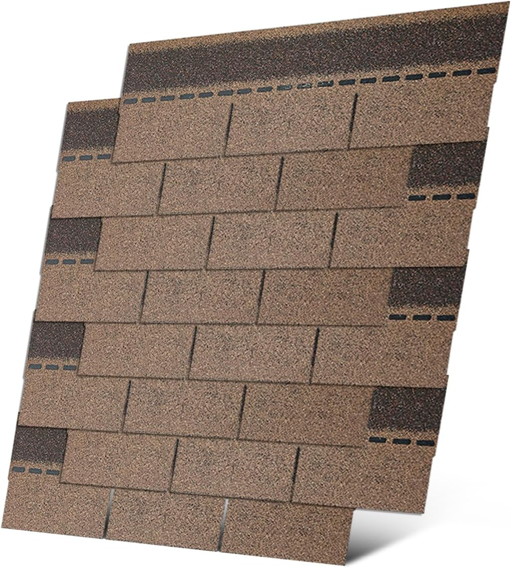 Roofing Shingles 3-Tab (Tan) 8-Pack 39.4"X13.1",Asphalt Shingles for House Shed Roof Tiles Repair Decor
