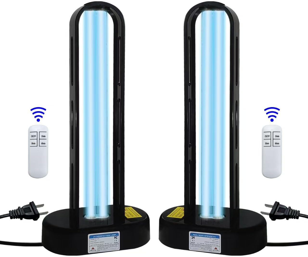 BAIMNOCM UV-C Lamp for Dust Mite 38 Watt 2 Pack, UVC Germicidal Lamp with Remote Control, UV Disinfection Light Bulb, Ultraviolet Light for Room Basement/Bedroom/Kitchen