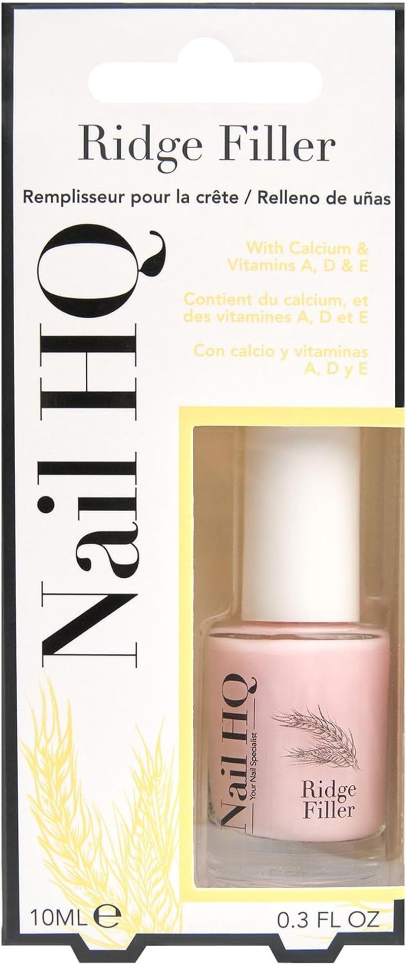 Nail HQ Ridge Filler for Nails 10Ml – Vegan & Cruelty-Free Base Coat – Smoothing Nail Treatment with Wheat Germ Oil, Calcium & Jojoba – Strengthens & Restores Ridged Nails