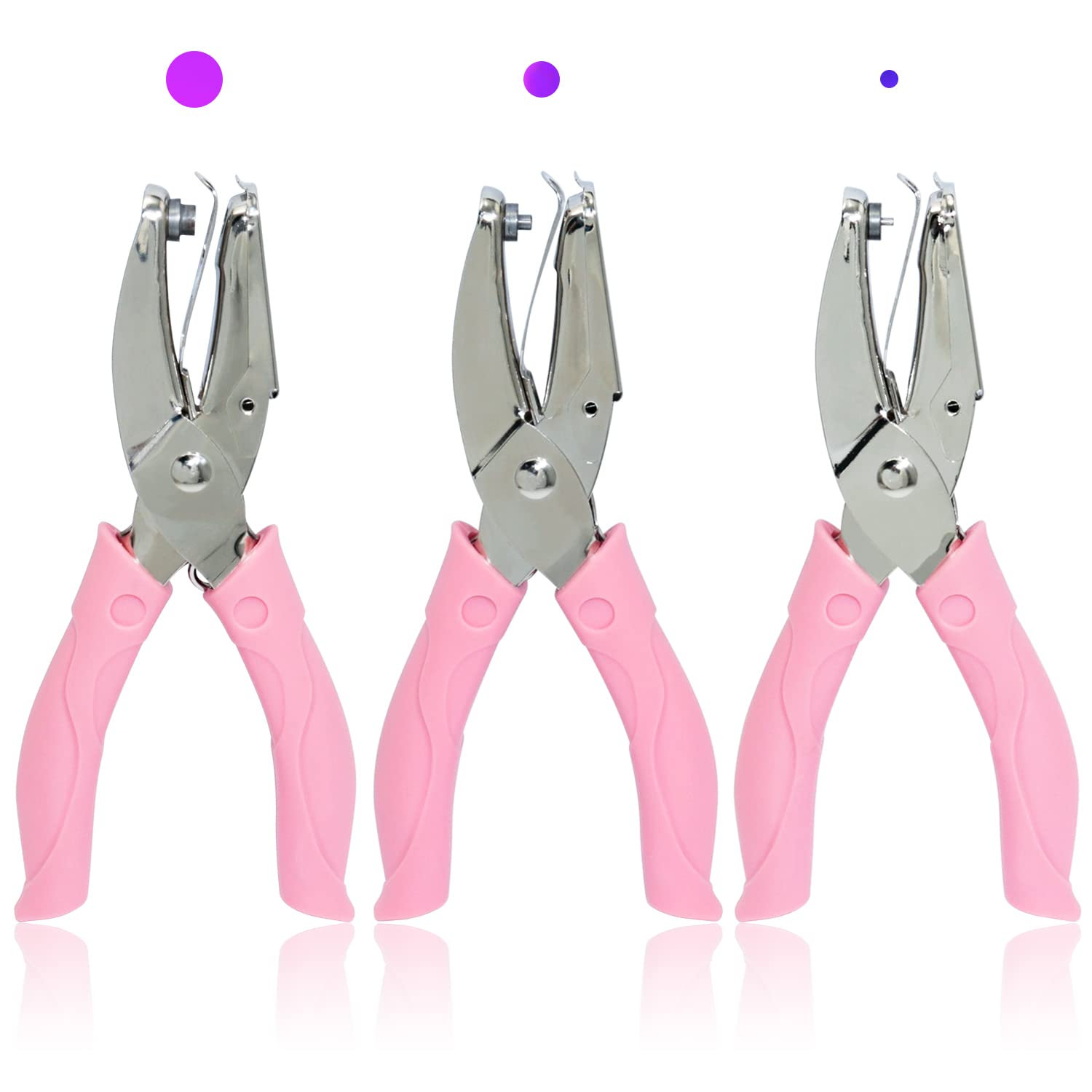 3 Pieces Handheld Hole Punch Tiny Shaped Circle Punchers Metal Single Hole Paper