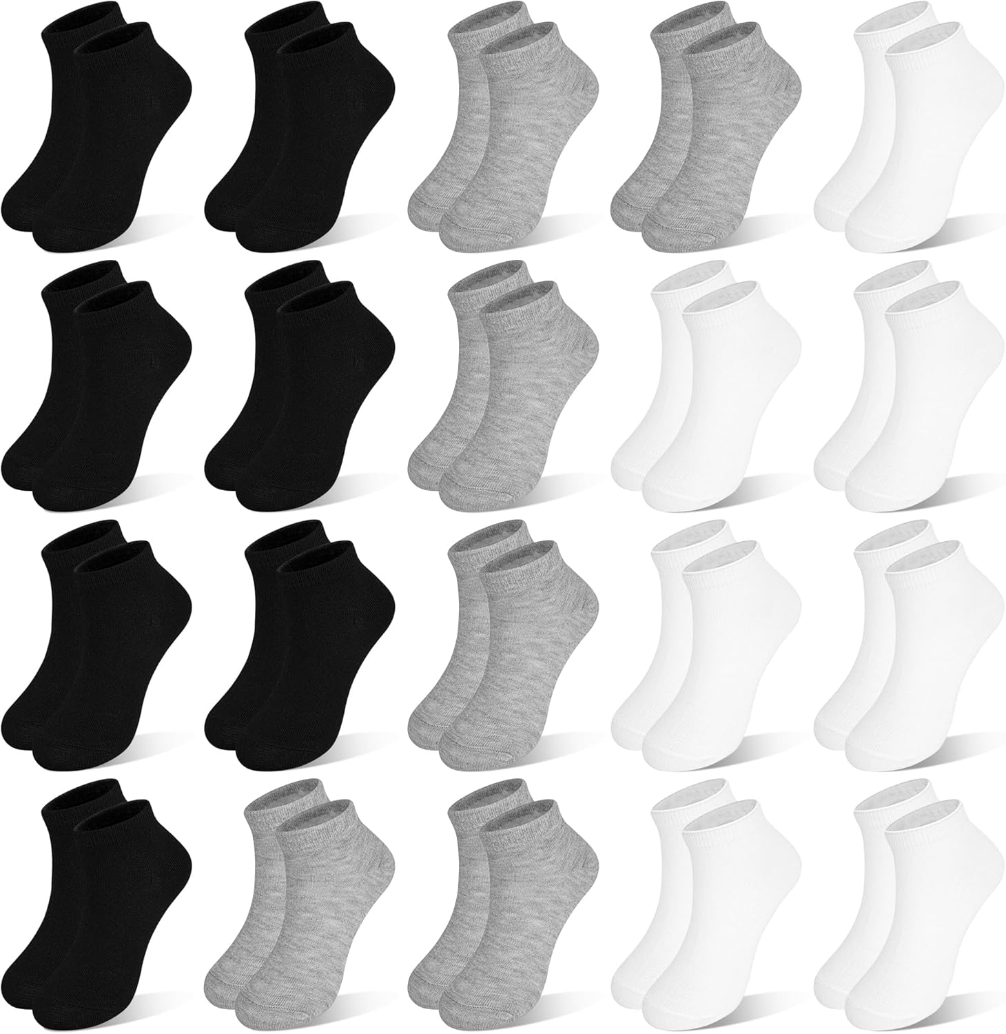 Calcetines para niños, 20 pares de calcetines deportivos cortos de corte bajo hasta el tobillo para niños y niñas