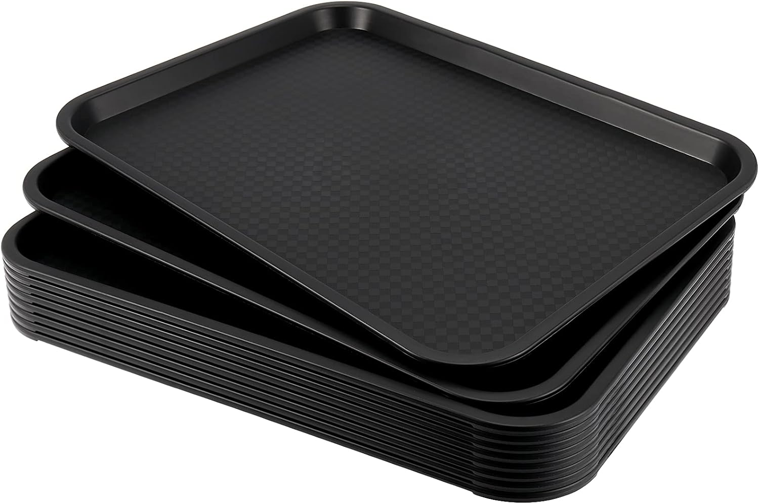 10 Pack Plastic Fast Food Tray, 16 X 12 Inch Plastic Cafeteria Trays with Textured Surface, Rectangular Fast Food Serving Trays for Serving and Carrying Food in Restaurant Cafeteria