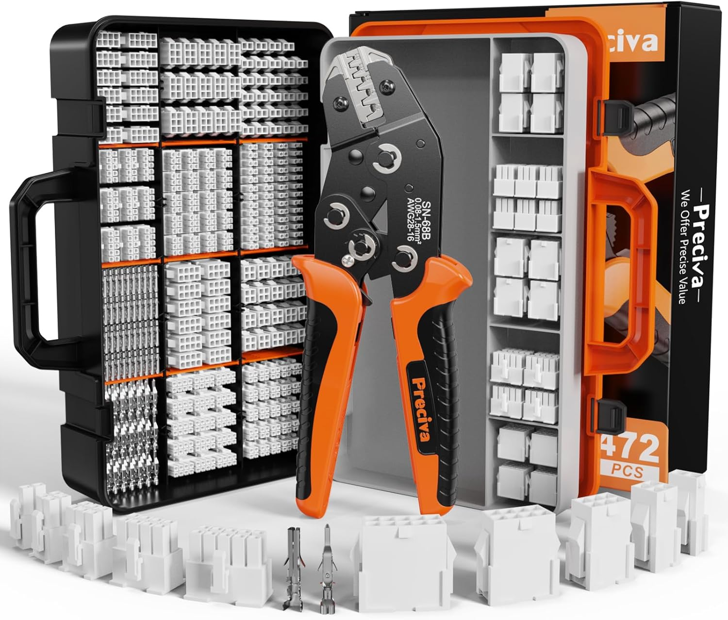 Mini-Fit Jr Kit Crimping Tool, with 12 Types 2-10 Pin Molex 4.2Mm Connector, AWG 28-16 Terminals Terminals Crimping Pliers Compatible Dupont, Molex, KF2510