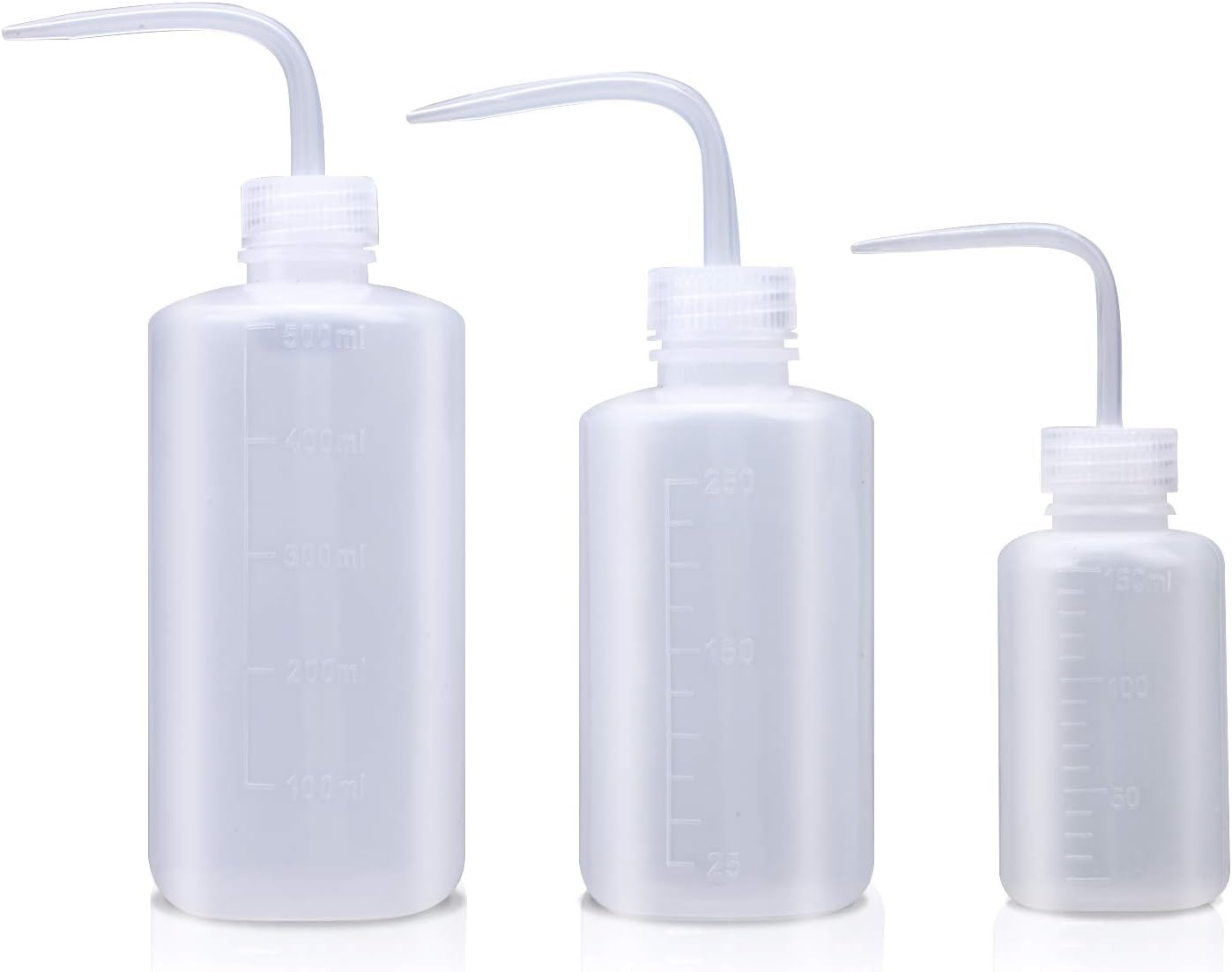 3 Pack Squirt Squeeze Bottle 150/250/500ml Narrow Mouth LDPE Clear Lab Safety