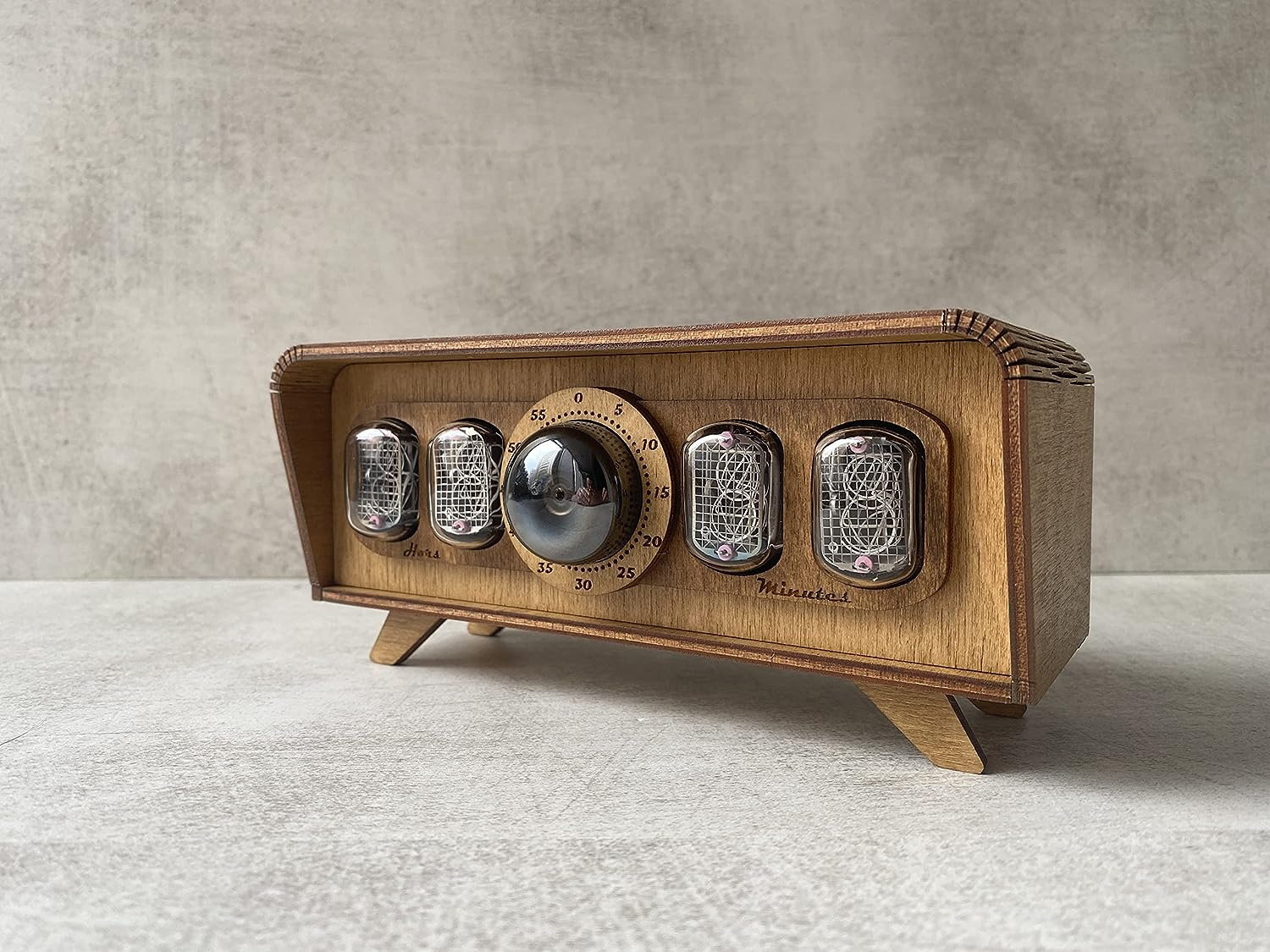 Handmade Nixie Tube Clock IN-12 - Made in Ukraine - Vintage Retro Table Clock - Wooden Desk Nixie Tube Clock