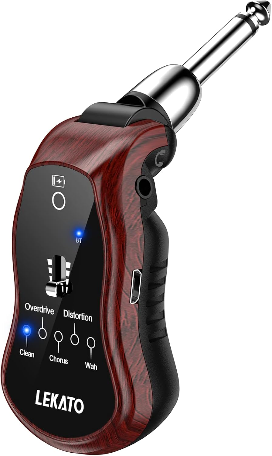 Guitar Micro Headphone Amp, Bass Guitar Headphone Amplifier for Electric Guitar&Bass Rechargeable Bass Headphone Amplifier for Practice with 5 Effects(Clean Chorus Overdrive Distortion and Wah)