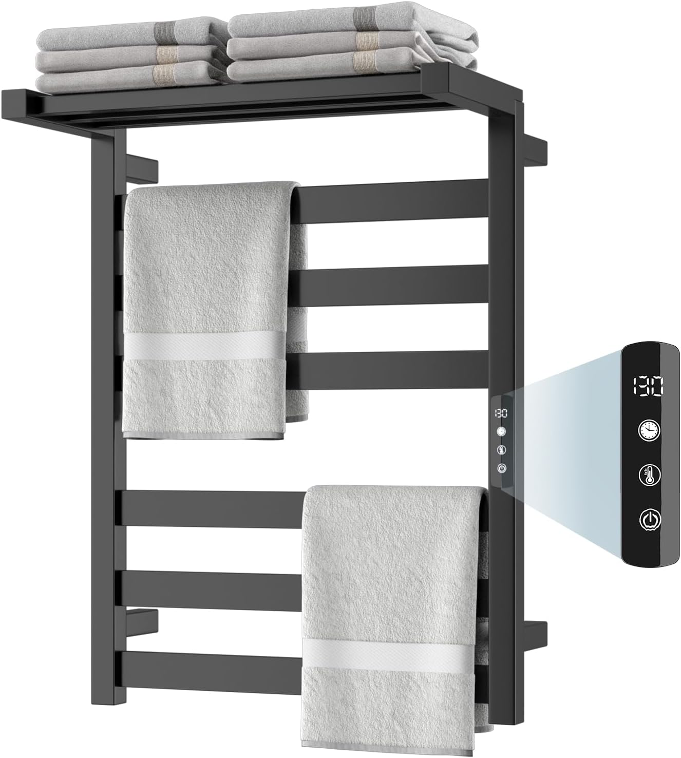 Towel Warmer Rack 6-Bar, 201 Stainless Steel, Black
