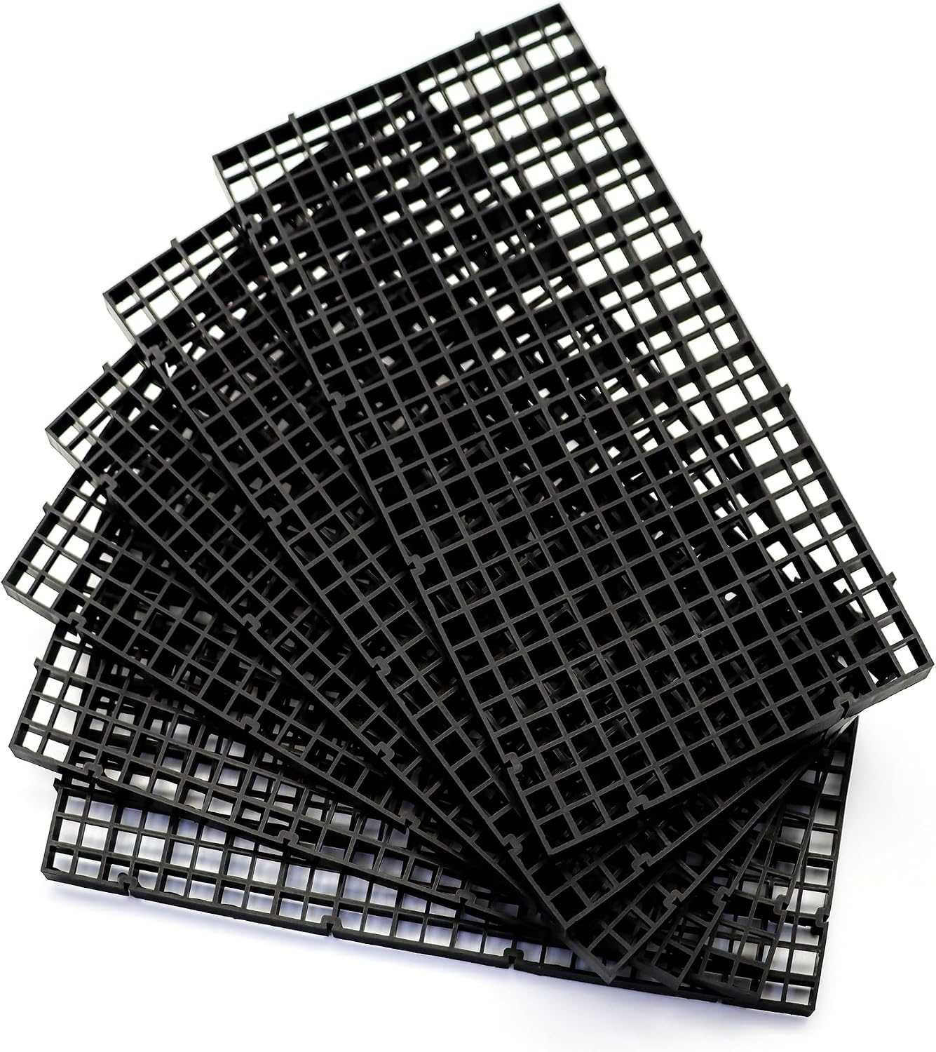 Aquarium Fish Tank Divider Plastic Egg Crate Aquarium Filter Bottom Tray Plastic Grid (S 6Pcs Black)