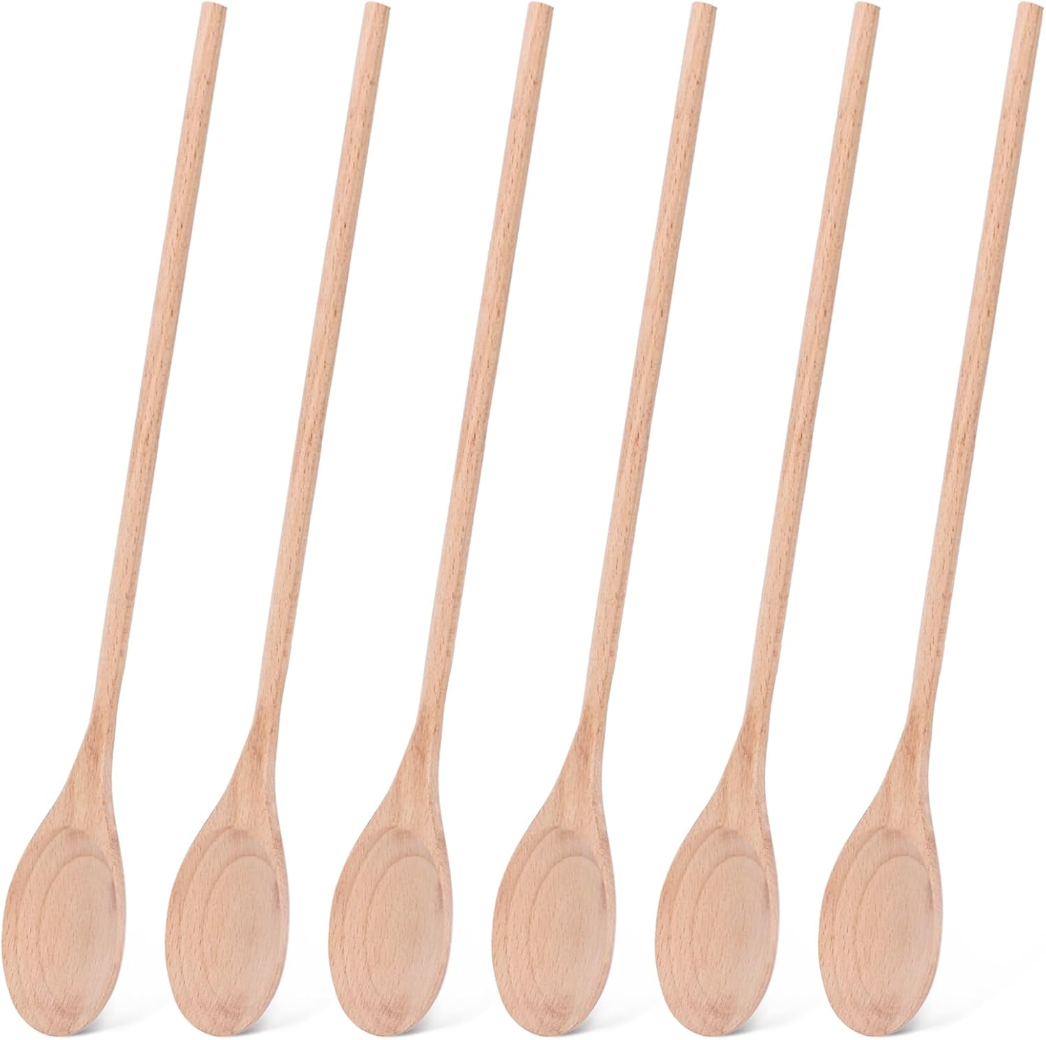 6 cucharas madera mango largo 14 pulgadas utensilios cocina ligeros resistentes