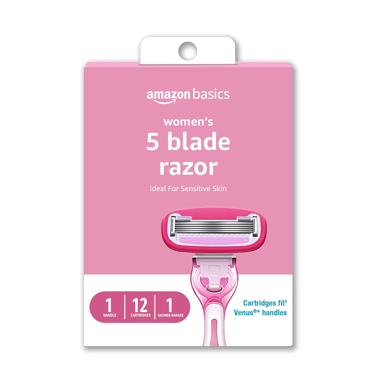Women'S 5 Blade FITS Razor for Women, FITS Handle and Venus Handles, Includes 1 FITS Handle, 12 Cartridges & 1 Shower Hanger