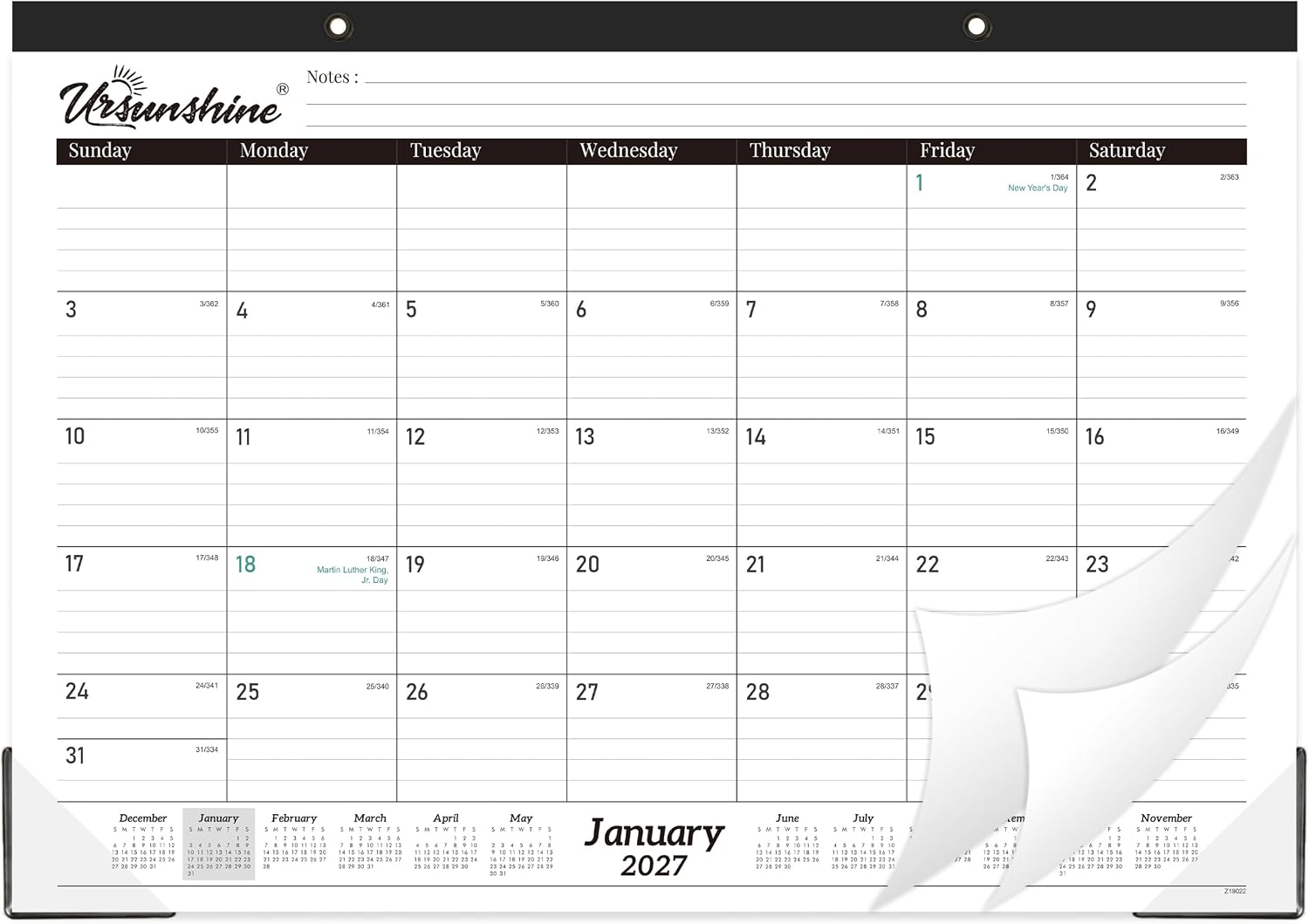 2027 Desk Calendar - 18 Monthly Desk Calendar 2027, 17" x 12"