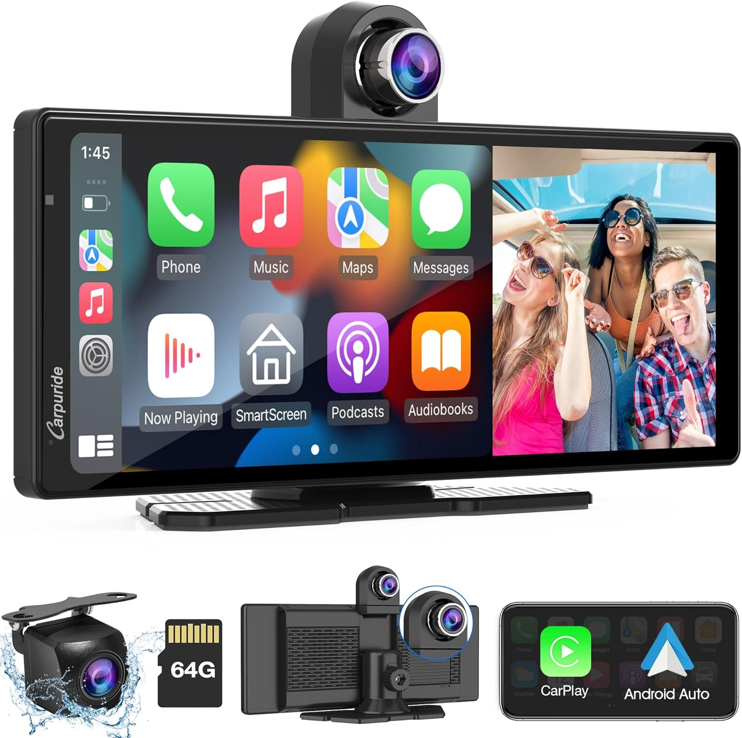 Carpuride W903 9.3”Wireless Carplay & Android Auto with Dash Cam
