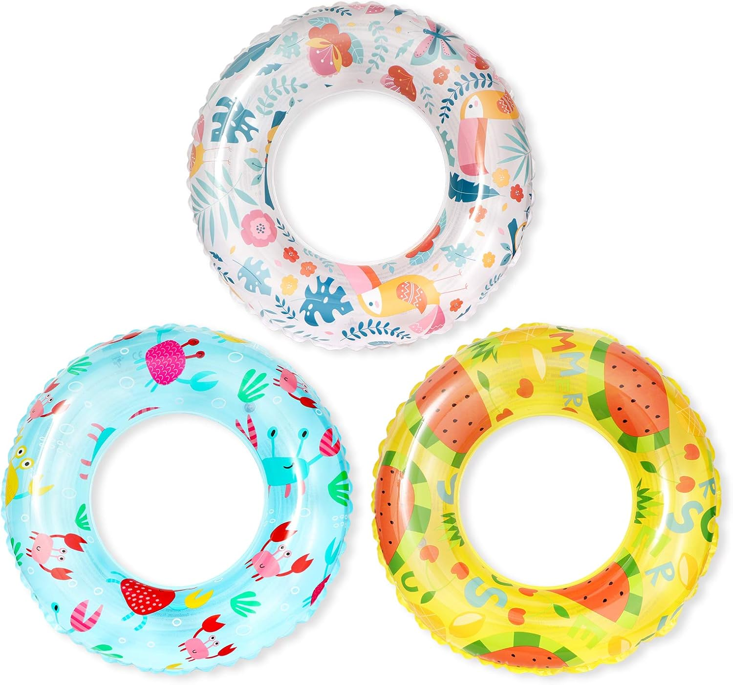 Inflatable Pool Floats for Kids Children - 3 Pack Swim Ring Tube Toys for Swimming Pool Outdoor Beach Party