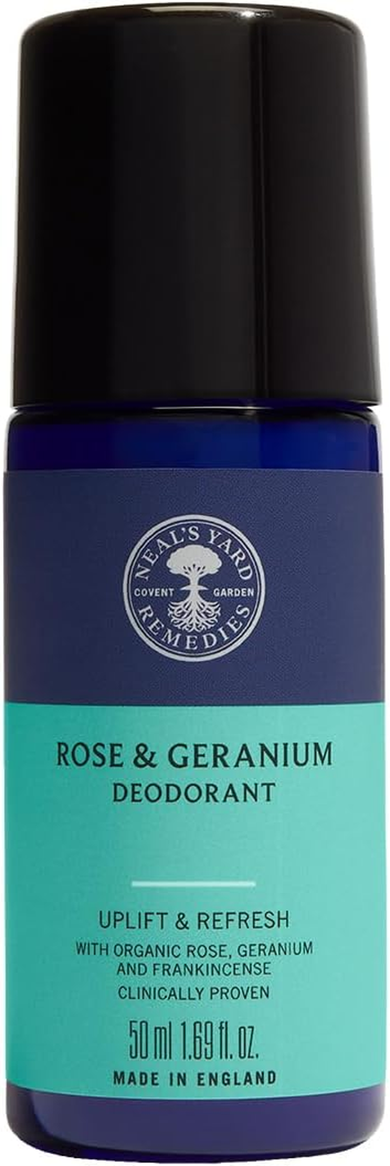 Neal'S Yard Remedies Rose & Geranium Roll-On Deodorant, 24Hr Long-Lasting Wear, with Essential Oils, Cruelty-Free, 50Ml