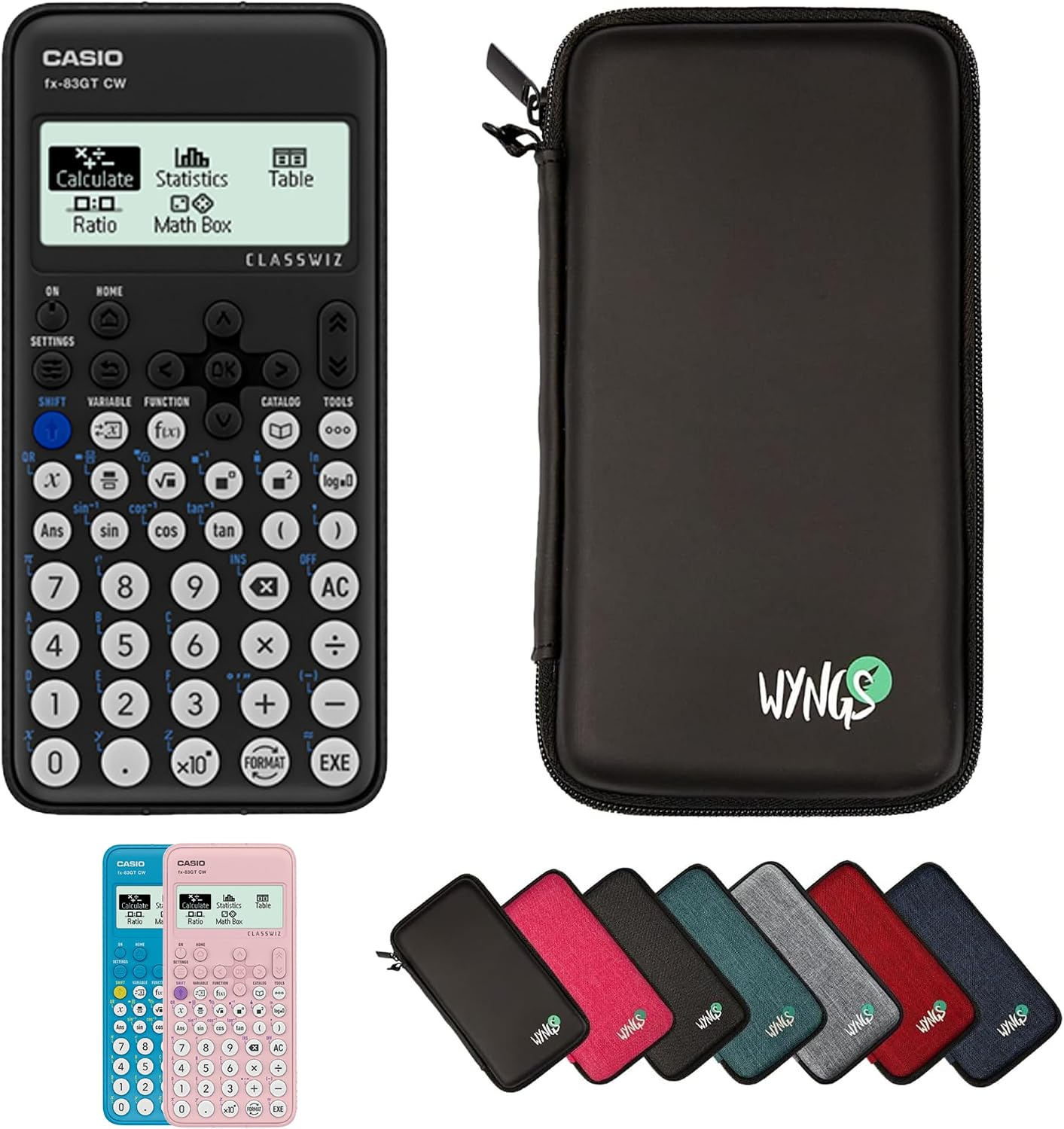 Casio FX-83GTCW Black Including a WYNGS Protective Case in Black - Basic Set
