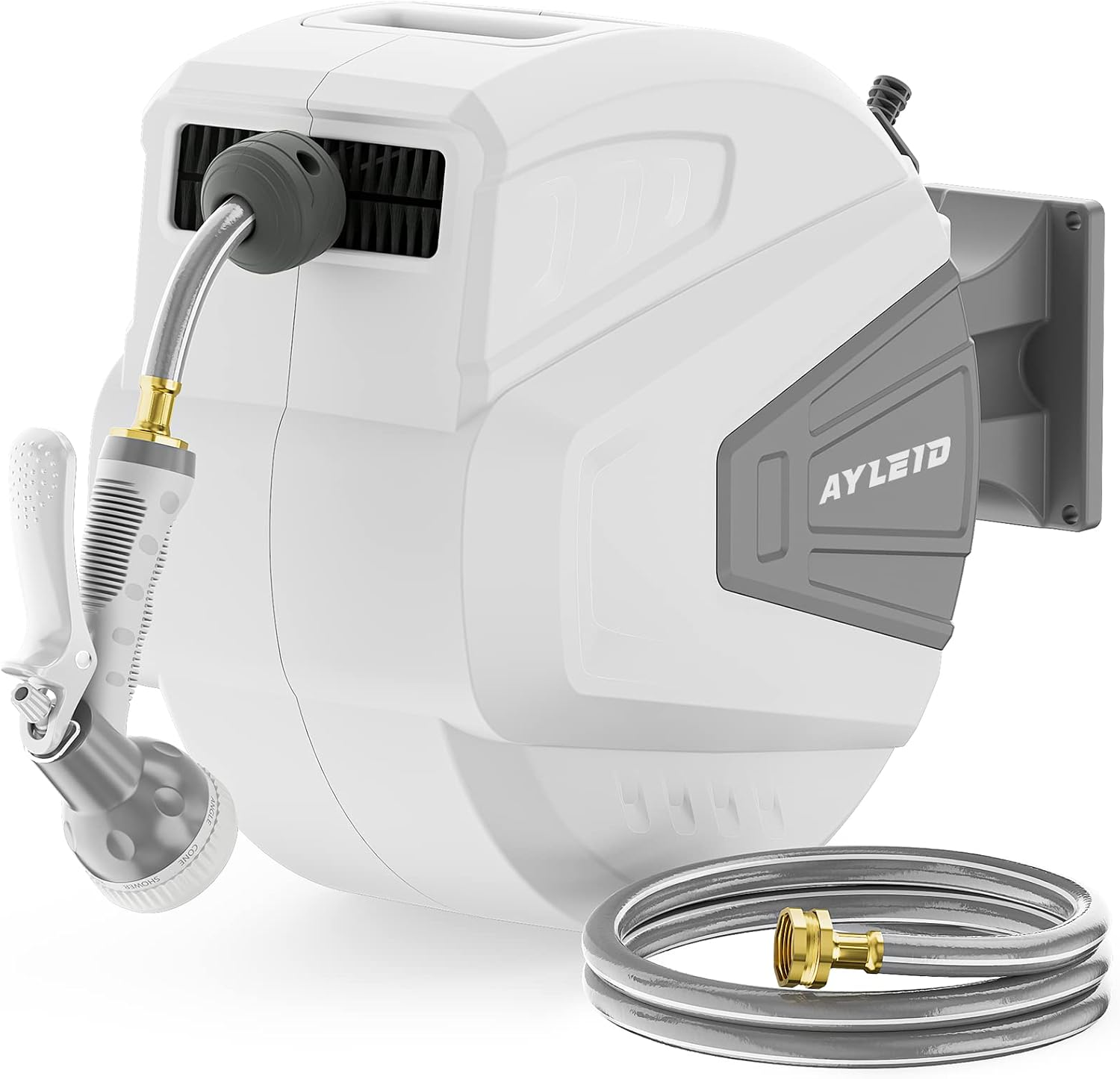 Retractable Rubber Hybrid Garden Hose Reel, 1/2"X65Ft Wall Mount